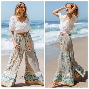 Brooke Boho Fabulous Double Tiered Wide Leg Printed Pants